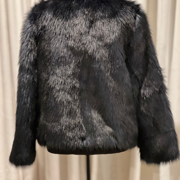 H&M black faux fur coat size 12 - Picture 3 of 5
